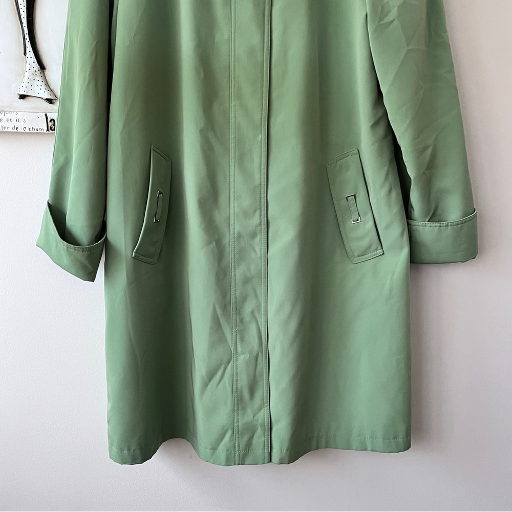 Vintage Gallery Spring Women's Classic Grandma Green Trench Coat Size L - Picture 3 of 8